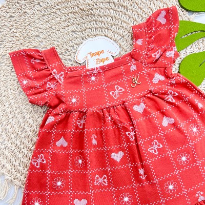 Vestido Flores com Borboletas - Cor Telha